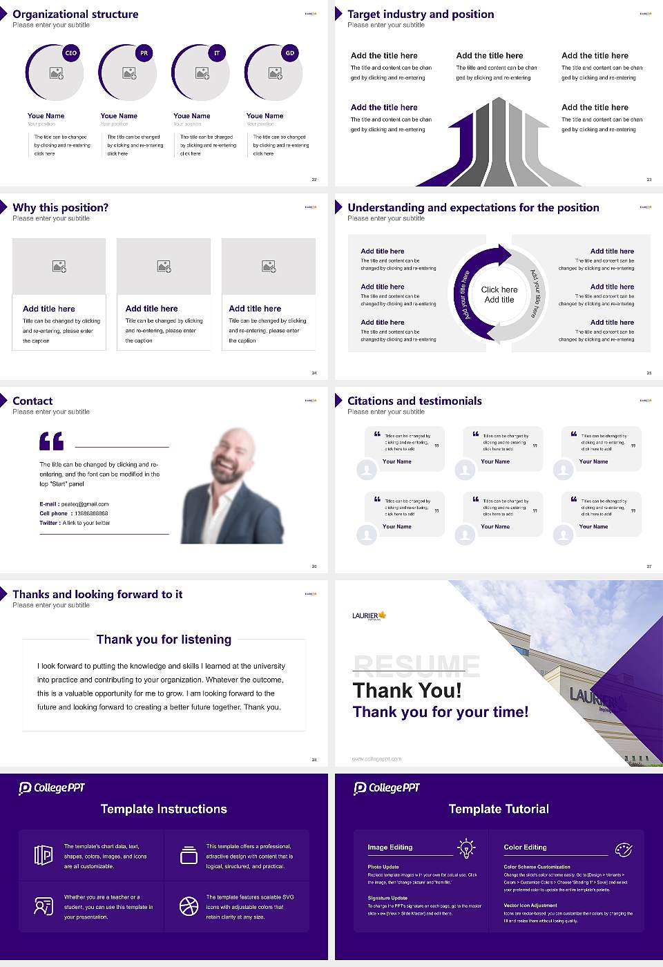 Wilfrid Laurier University Resume PPT Template16:9 ratio PPT effect preview image4