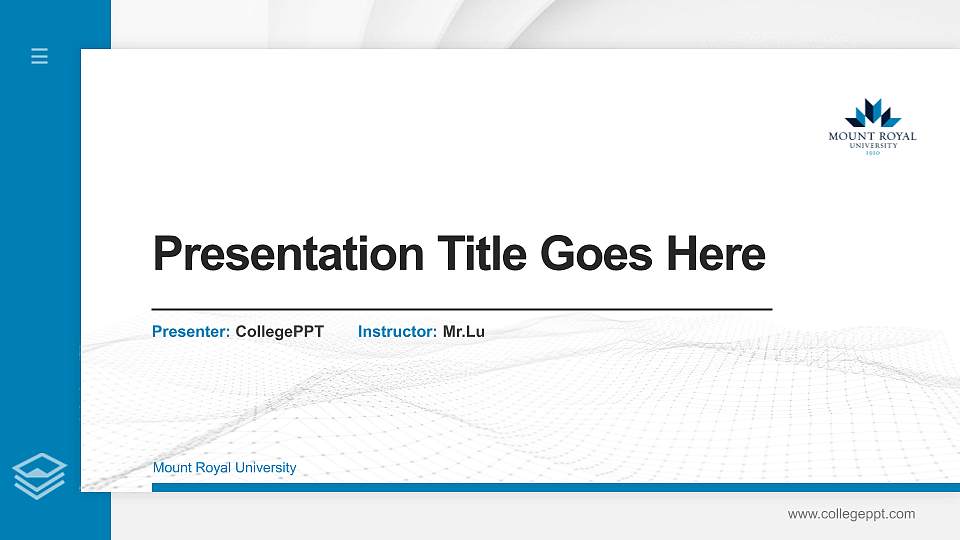 Mount Royal University Thesis Proposal/Graduation Defense PPT Template16:9 ratio PPT effect preview image