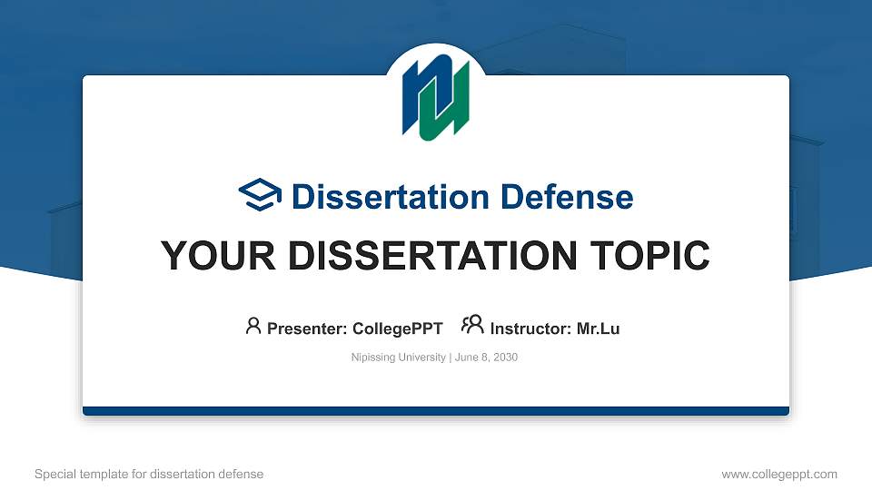 Nipissing University Graduation Thesis Defense PPT Template16:9 ratio PPT effect preview image