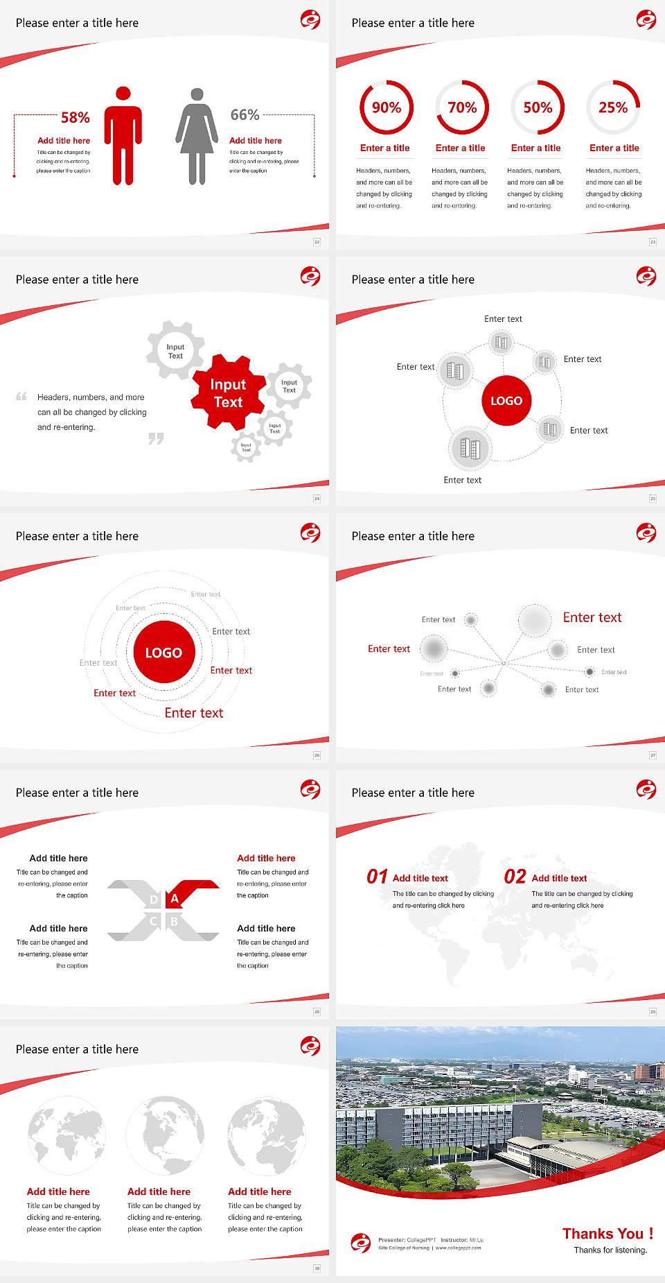 Gifu College of Nursing Course/Courseware Creation PPT Template4:3 ratio PPT effect preview image4