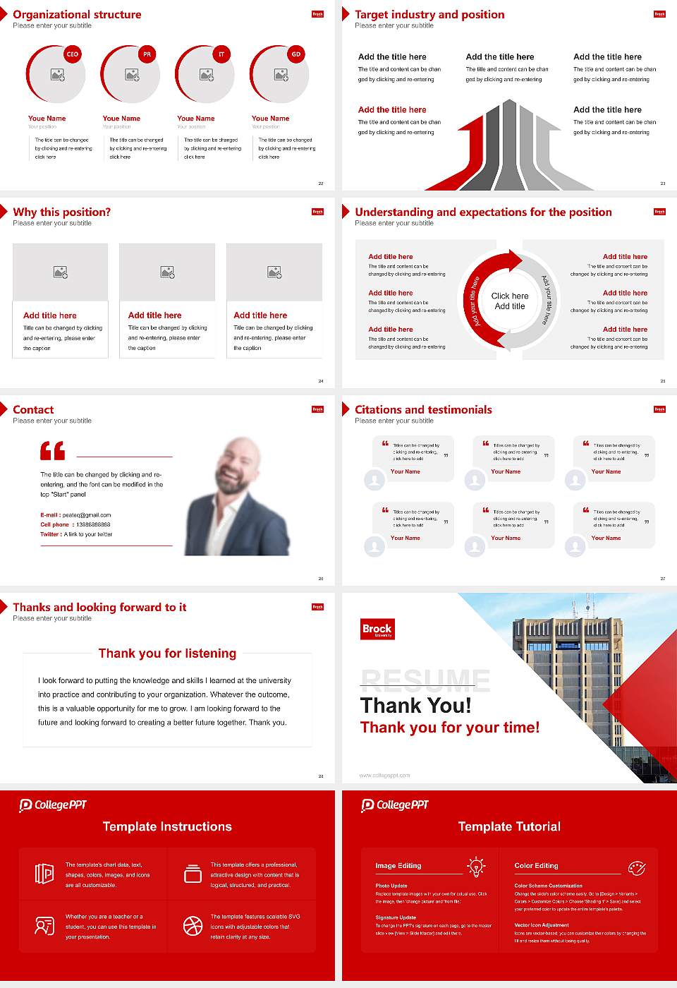 Brock University Resume PPT Template16:9 ratio PPT effect preview image4