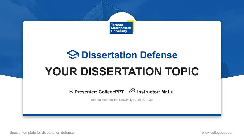 Toronto Metropolitan University Graduation Thesis Defense PPT Template16:9 ratio PPT effect preview image