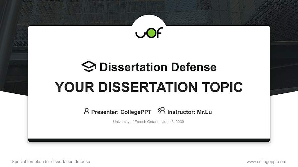 University of French Ontario Graduation Thesis Defense PPT Template16:9 ratio PPT effect preview image