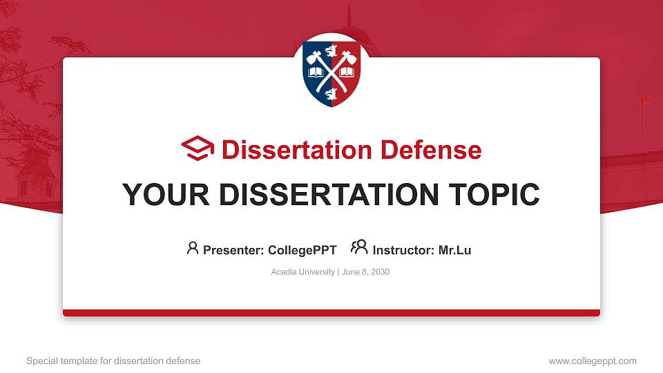Acadia University Graduation Thesis Defense PPT Template16:9 ratio PPT effect preview image