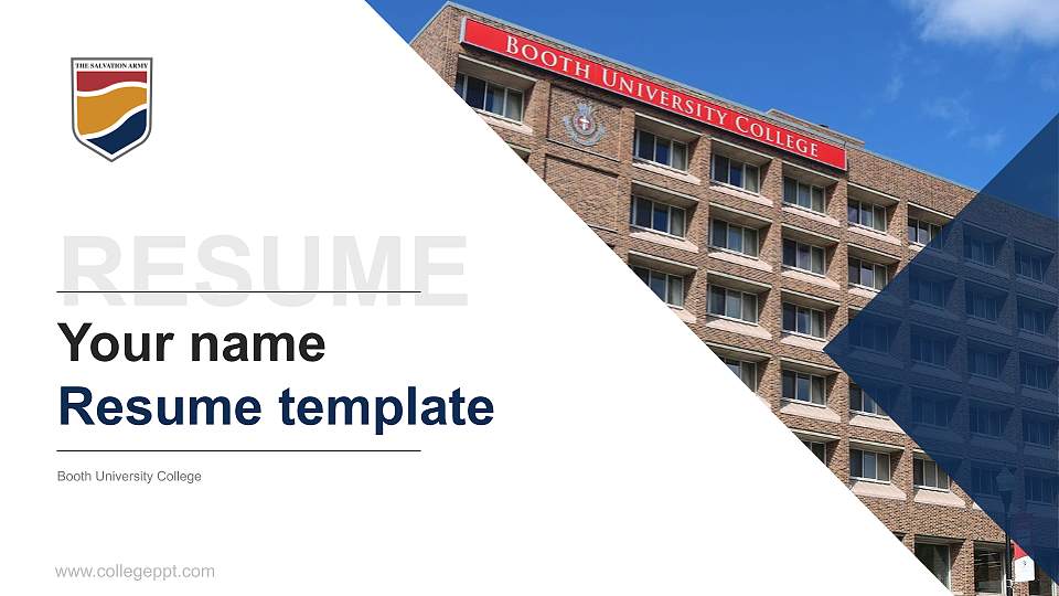 Booth University College Resume PPT Template16:9 ratio PPT effect preview image