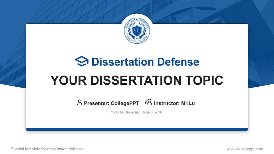 Yorkville University Graduation Thesis Defense PPT Template16:9 ratio PPT effect preview image