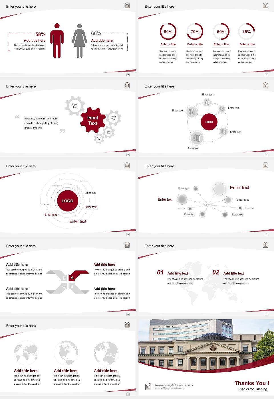 University of Ottawa Course/Courseware Creation PPT Template16:9 ratio PPT effect preview image4