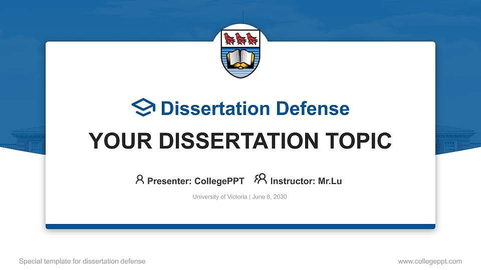 University of Victoria Graduation Thesis Defense PPT Template16:9 ratio PPT effect preview image