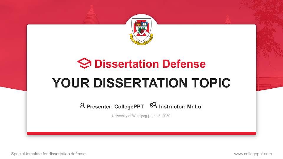 University of Winnipeg Graduation Thesis Defense PPT Template16:9 ratio PPT effect preview image