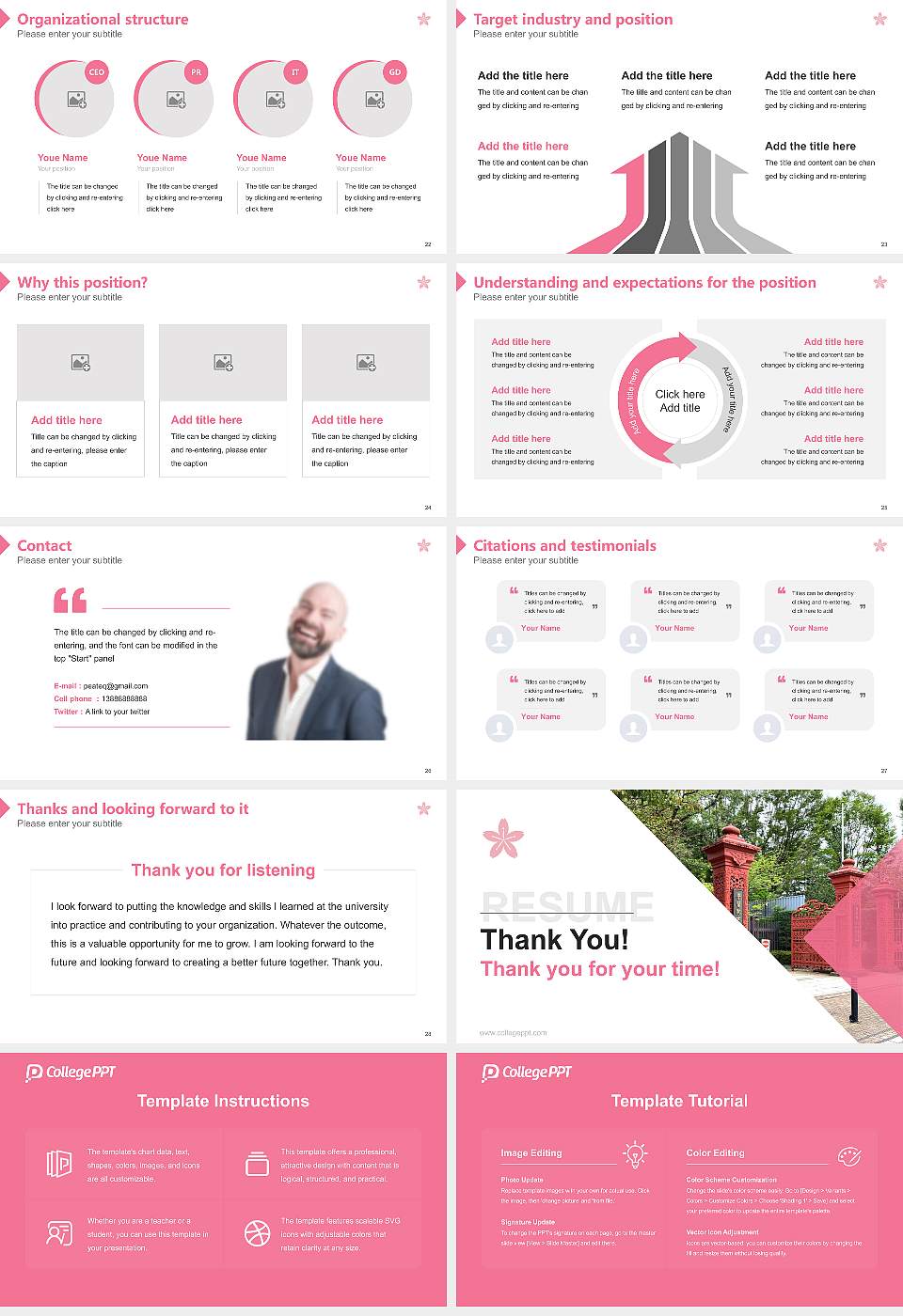 Gakushuin Women’s College Resume PPT Template16:9 ratio PPT effect preview image4