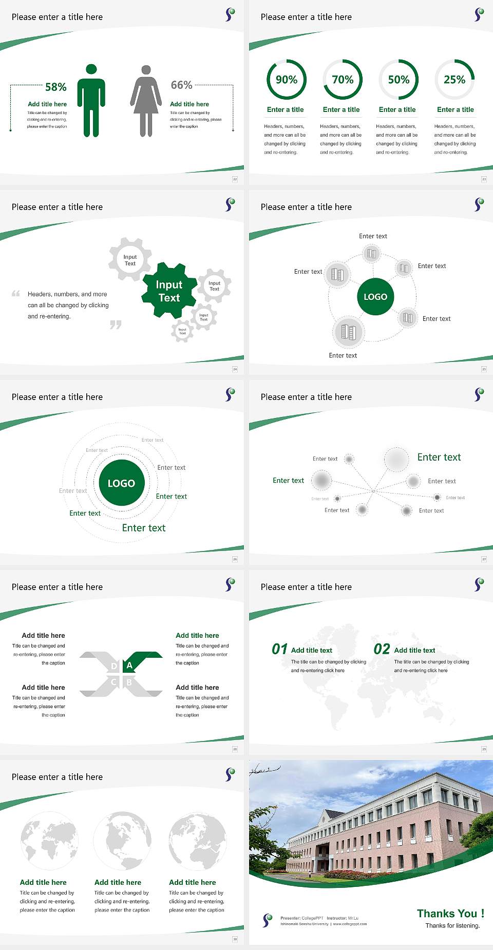 Ishinomaki Senshu University Course/Courseware Creation PPT Template4:3 ratio PPT effect preview image4