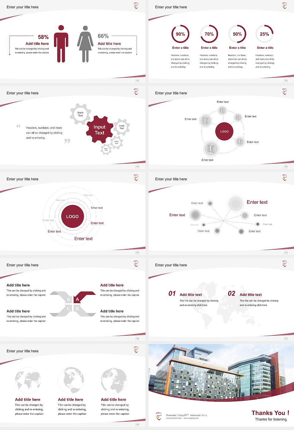 Concordia University Course/Courseware Creation PPT Template16:9 ratio PPT effect preview image4