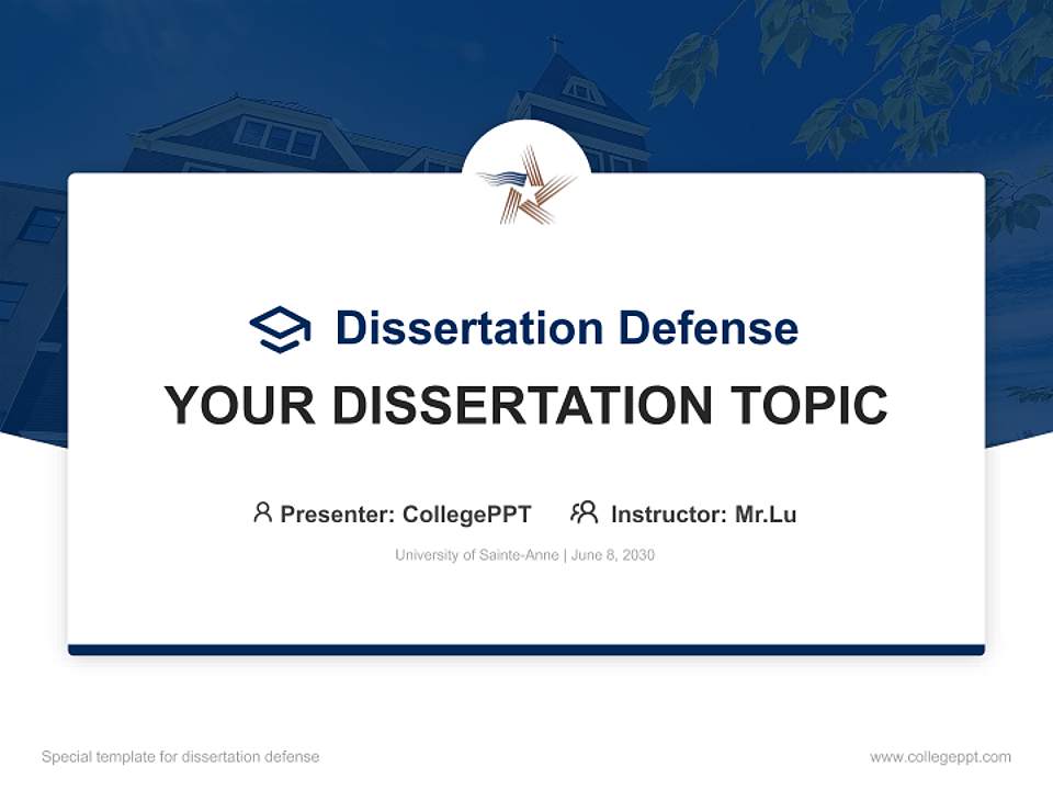University of Sainte-Anne Graduation Thesis Defense PPT Template4:3 ratio PPT effect preview image7
