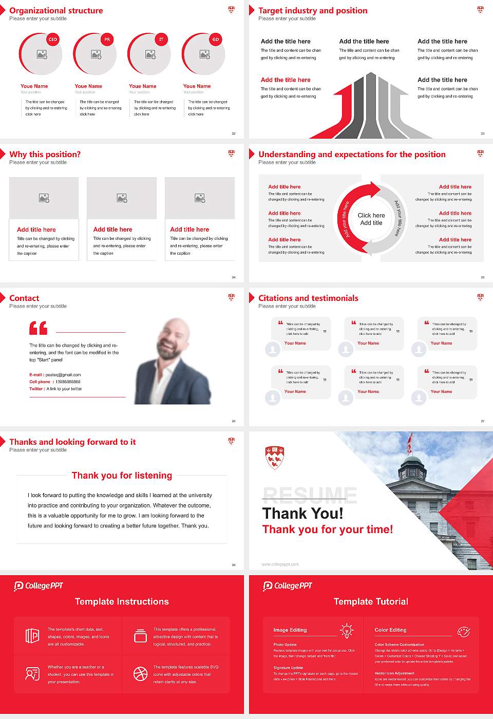 McGill University Resume PPT Template16:9 ratio PPT effect preview image4