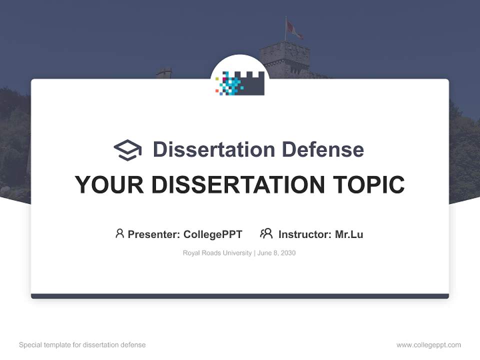 Royal Roads University Graduation Thesis Defense PPT Template4:3 ratio PPT effect preview image7
