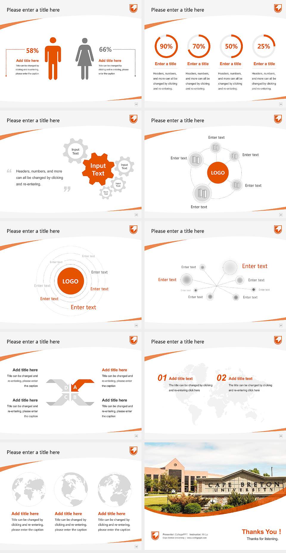 Cape Breton University Course/Courseware Creation PPT Template4:3 ratio PPT effect preview image4