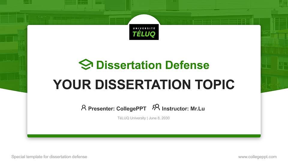TéLUQ University Graduation Thesis Defense PPT Template16:9 ratio PPT effect preview image