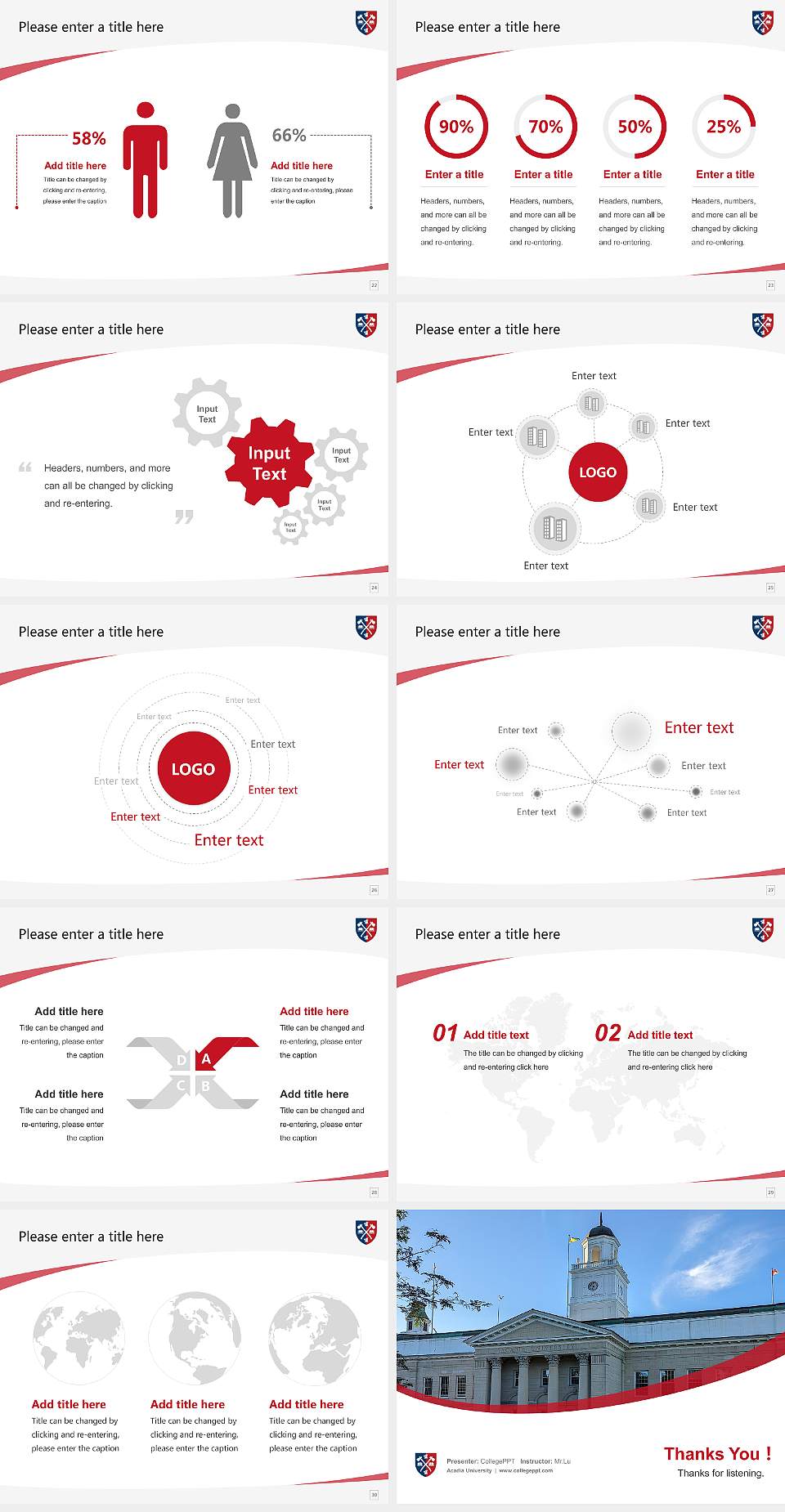 Acadia University Course/Courseware Creation PPT Template4:3 ratio PPT effect preview image4