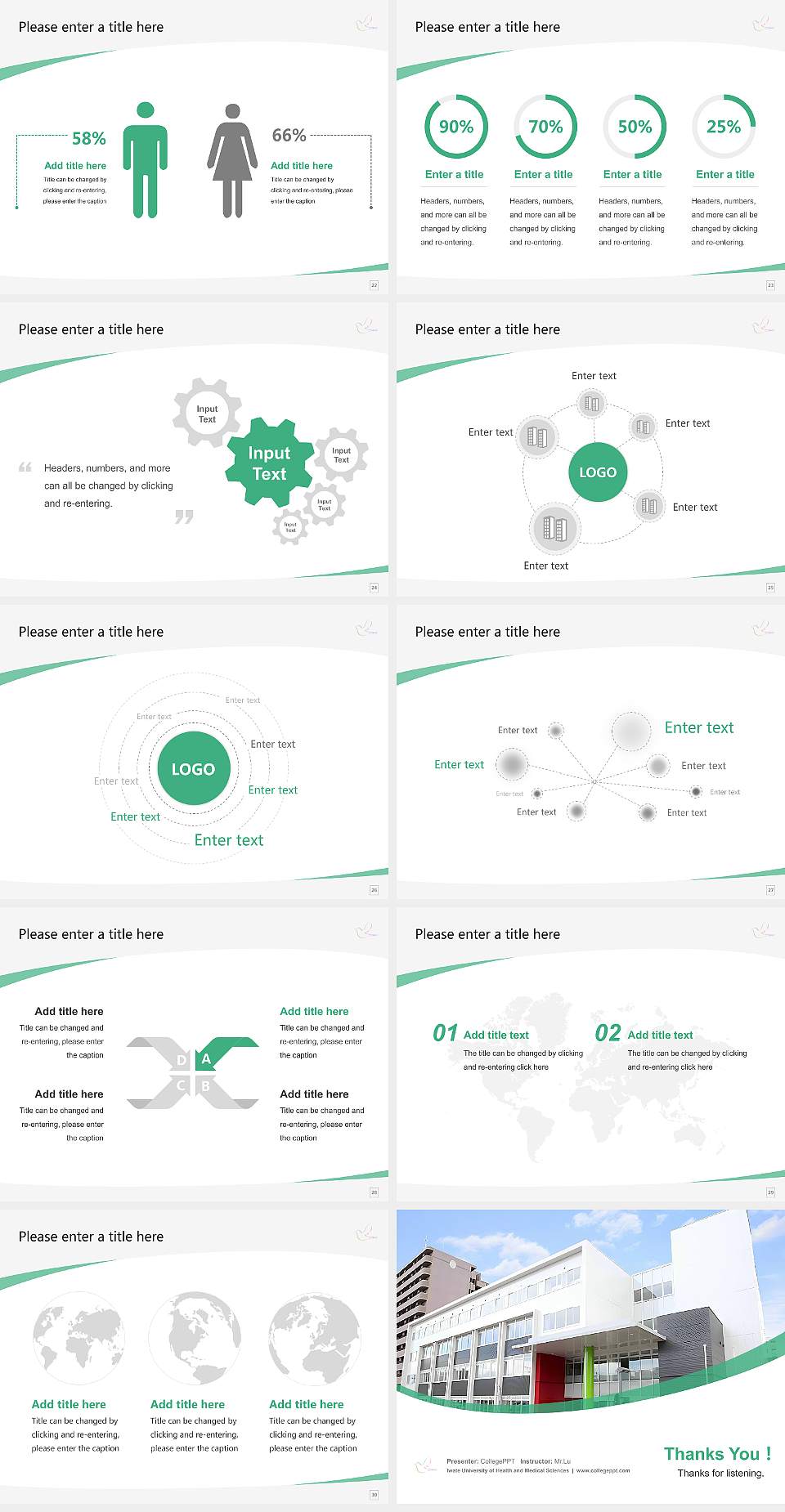 Iwate University of Health and Medical Sciences Course/Courseware Creation PPT Template4:3 ratio PPT effect preview image4