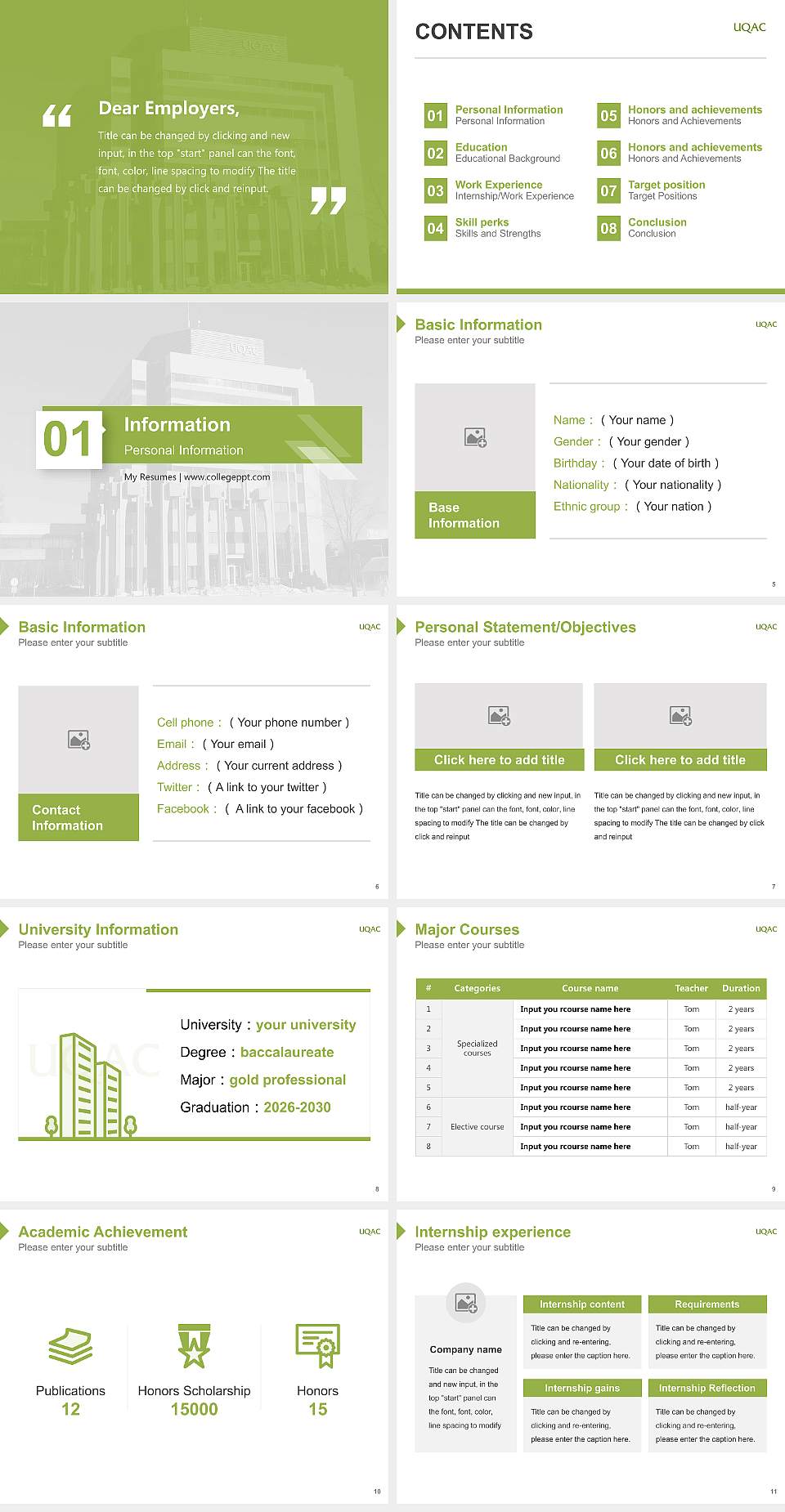 University of Quebec at Chicoutimi Resume PPT Template4:3 ratio PPT effect preview image2