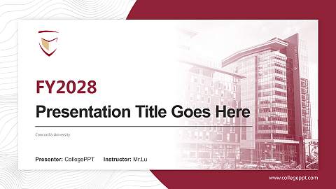 Concordia University Academic Presentation/Research Findings Report PPT Template