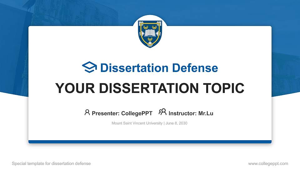Mount Saint Vincent University Graduation Thesis Defense PPT Template16:9 ratio PPT effect preview image