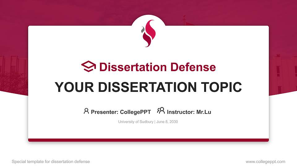 University of Sudbury Graduation Thesis Defense PPT Template16:9 ratio PPT effect preview image