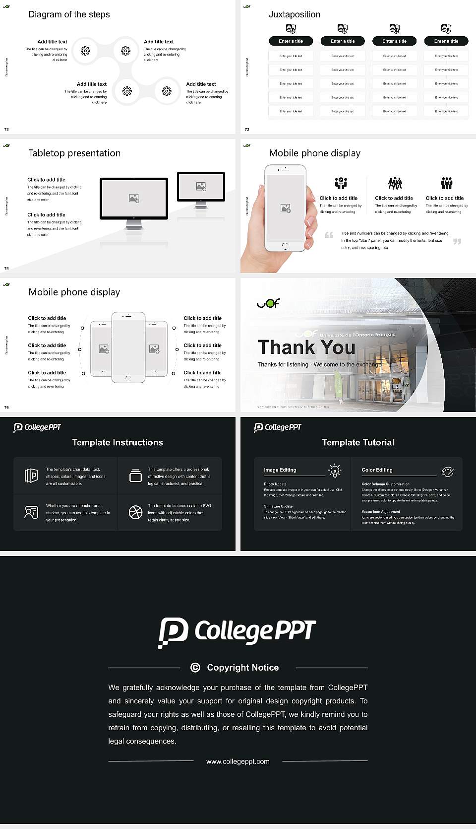 University of French Ontario Competition/Entrepreneurship Contest PPT Template16:9 ratio PPT effect preview image9