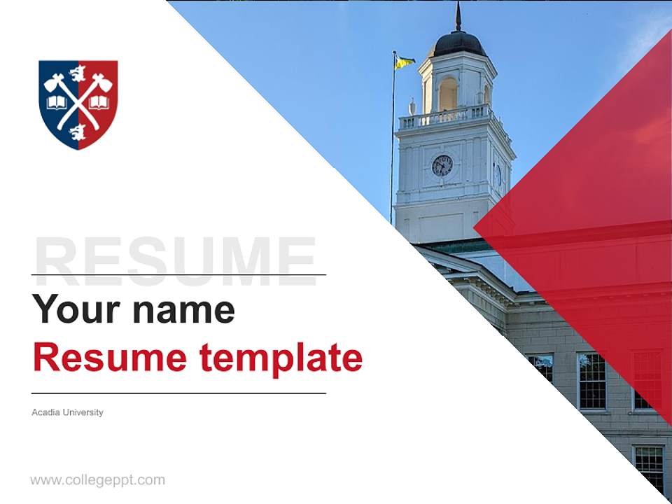 Acadia University Resume PPT Template4:3 ratio PPT effect preview image5