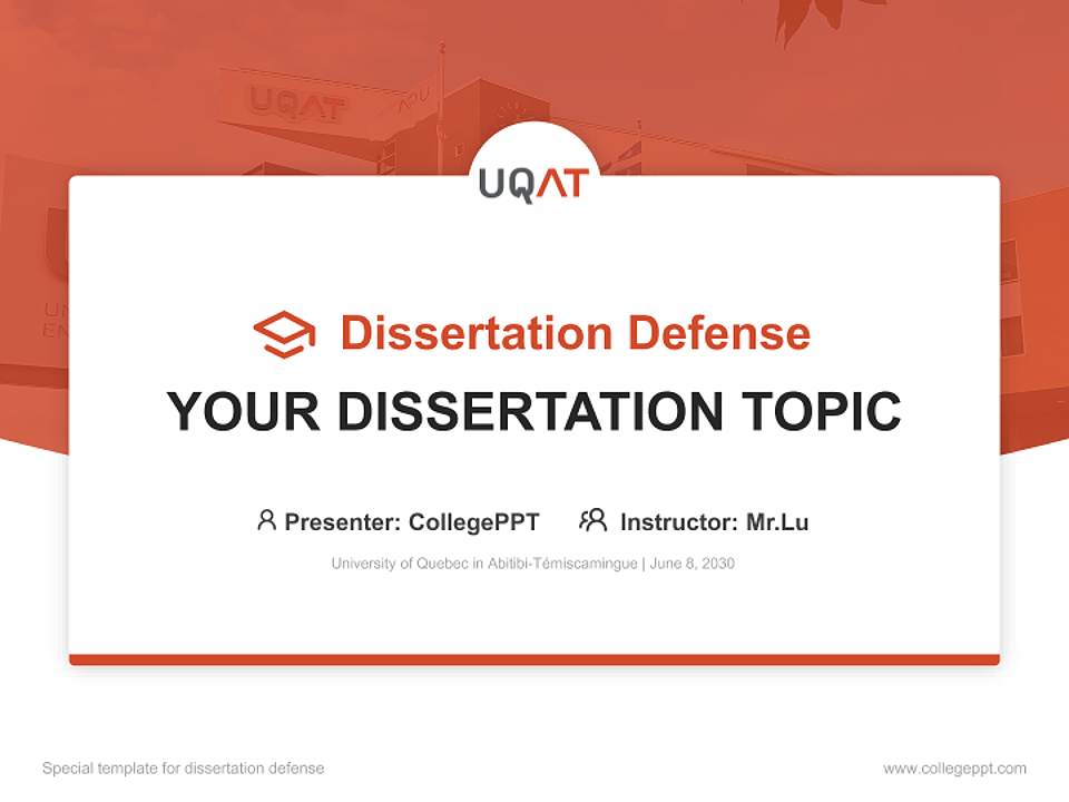 University of Quebec in Abitibi-Témiscamingue Graduation Thesis Defense PPT Template4:3 ratio PPT effect preview image7