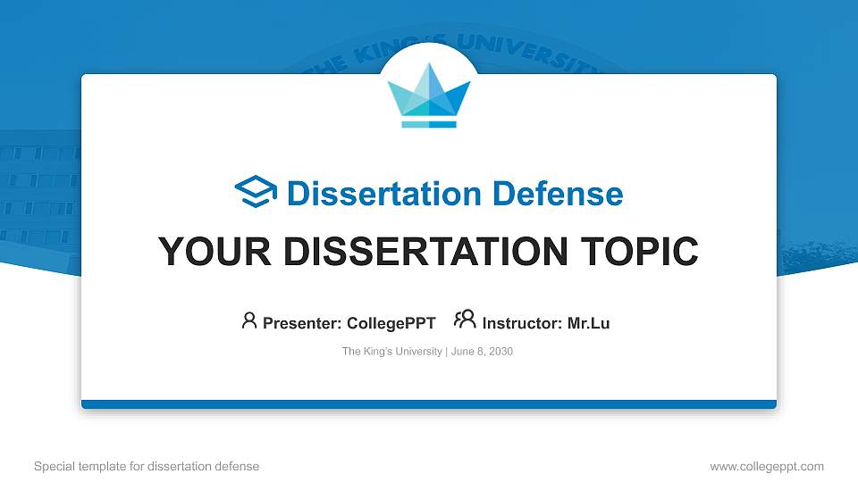 The King’s University Graduation Thesis Defense PPT Template16:9 ratio PPT effect preview image