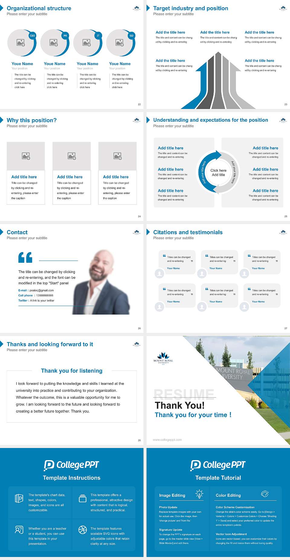 Mount Royal University Resume PPT Template4:3 ratio PPT effect preview image4