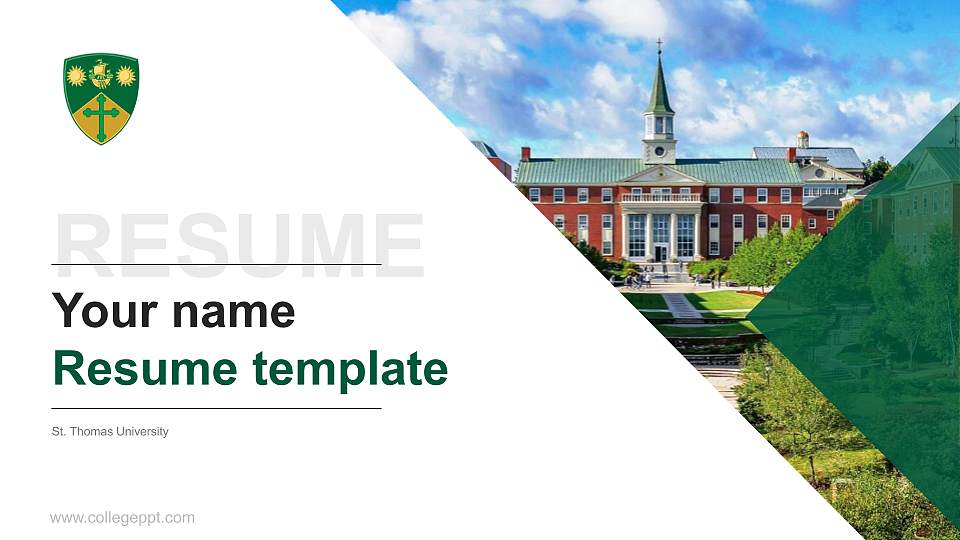 St. Thomas University Resume PPT Template16:9 ratio PPT effect preview image
