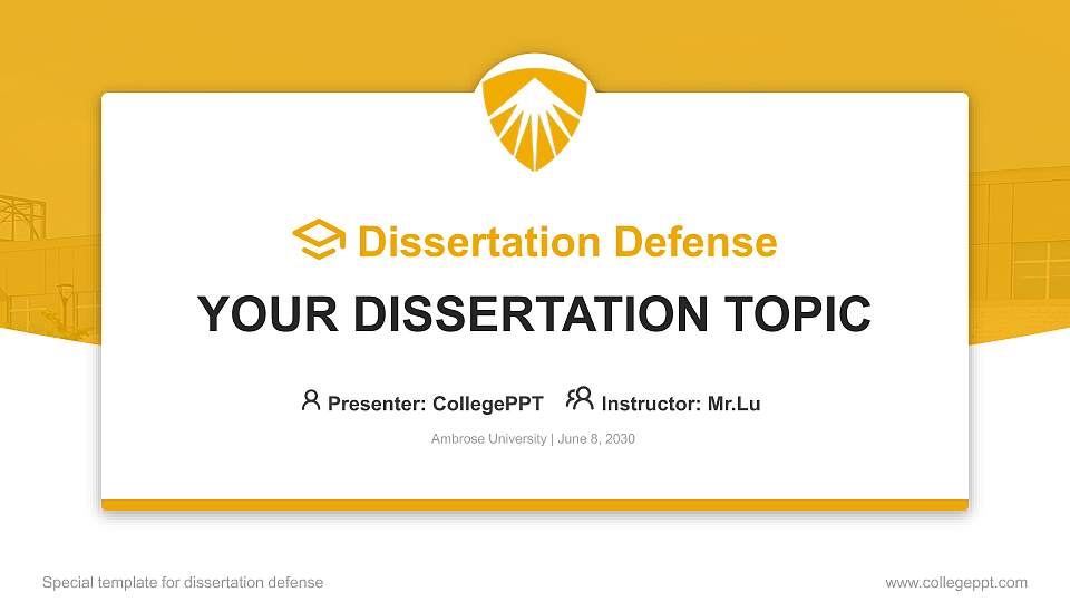 Ambrose University Graduation Thesis Defense PPT Template16:9 ratio PPT effect preview image