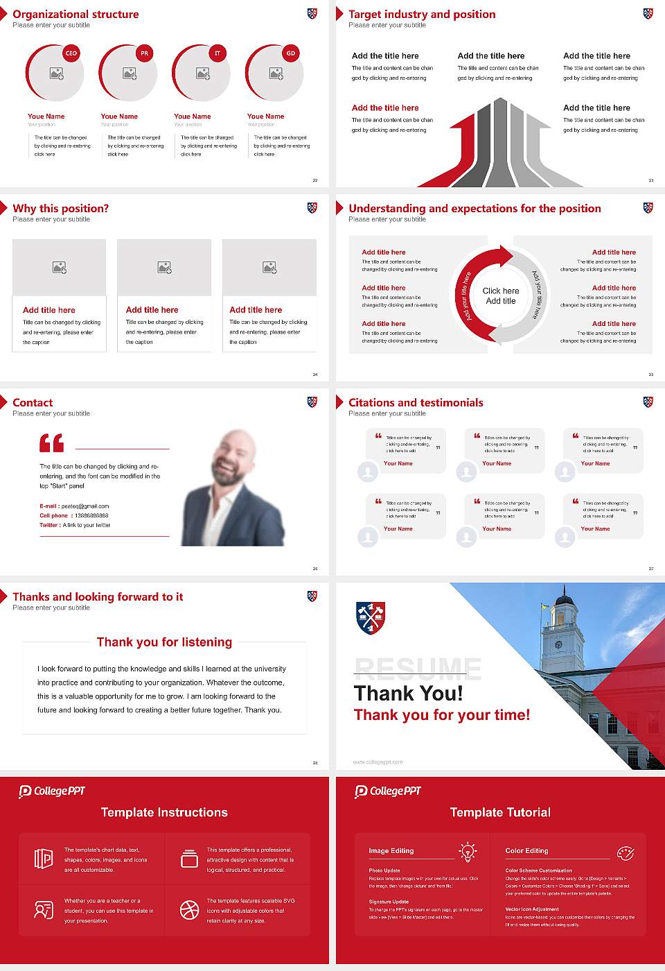 Acadia University Resume PPT Template16:9 ratio PPT effect preview image4