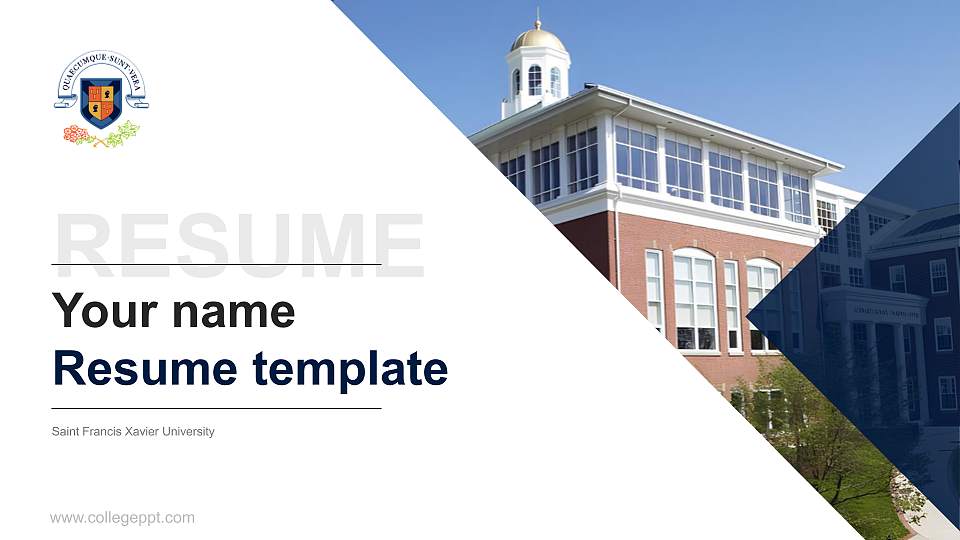 Saint Francis Xavier University Resume PPT Template16:9 ratio PPT effect preview image