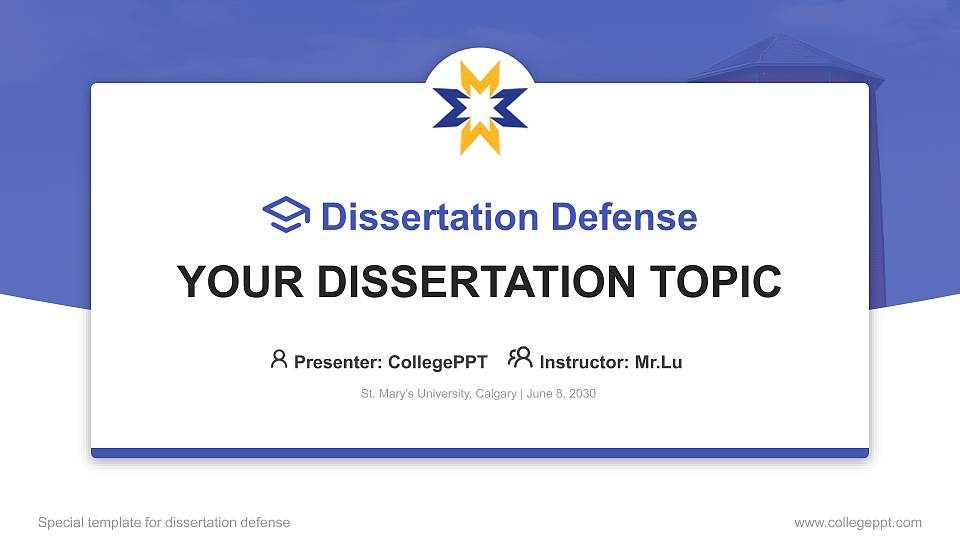 St. Mary’s University, Calgary Graduation Thesis Defense PPT Template16:9 ratio PPT effect preview image