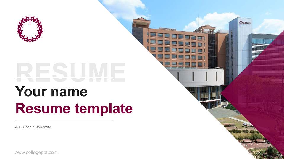 J. F. Oberlin University Resume PPT Template16:9 ratio PPT effect preview image
