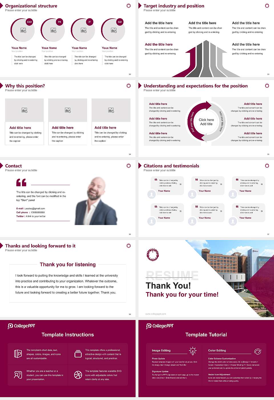 J. F. Oberlin University Resume PPT Template16:9 ratio PPT effect preview image4
