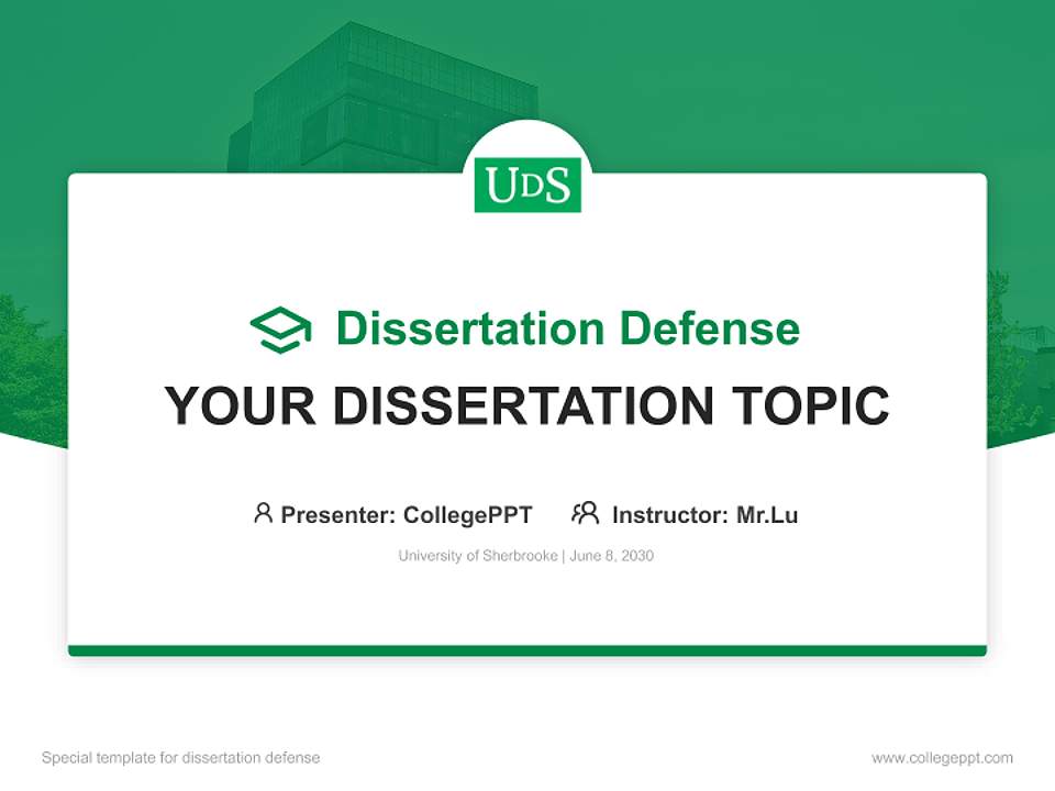 University of Sherbrooke Graduation Thesis Defense PPT Template4:3 ratio PPT effect preview image7