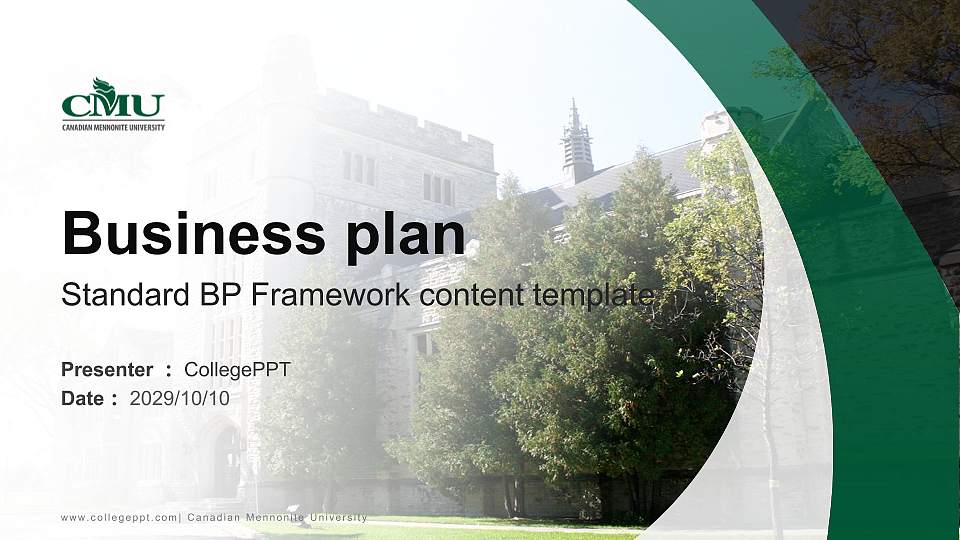 Canadian Mennonite University Competition/Entrepreneurship Contest PPT Template16:9 ratio PPT effect preview image