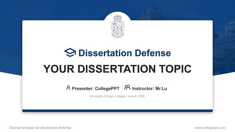 University of King’s College Graduation Thesis Defense PPT Template16:9 ratio PPT effect preview image