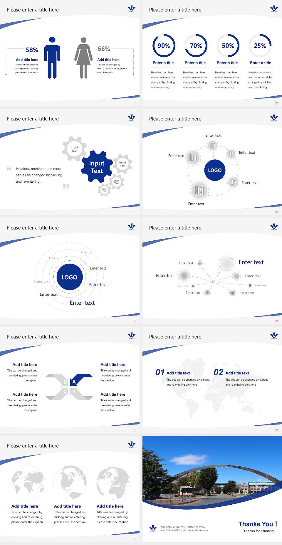 Iwate Prefectural University Course/Courseware Creation PPT Template4:3 ratio PPT effect preview image4