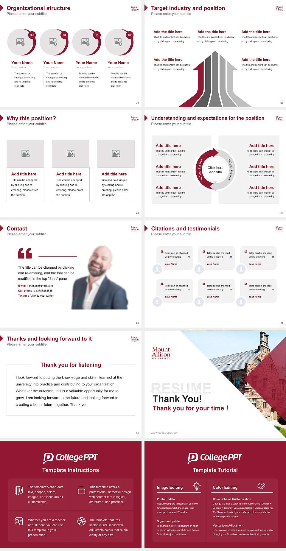 Mount Allison University Resume PPT Template4:3 ratio PPT effect preview image4