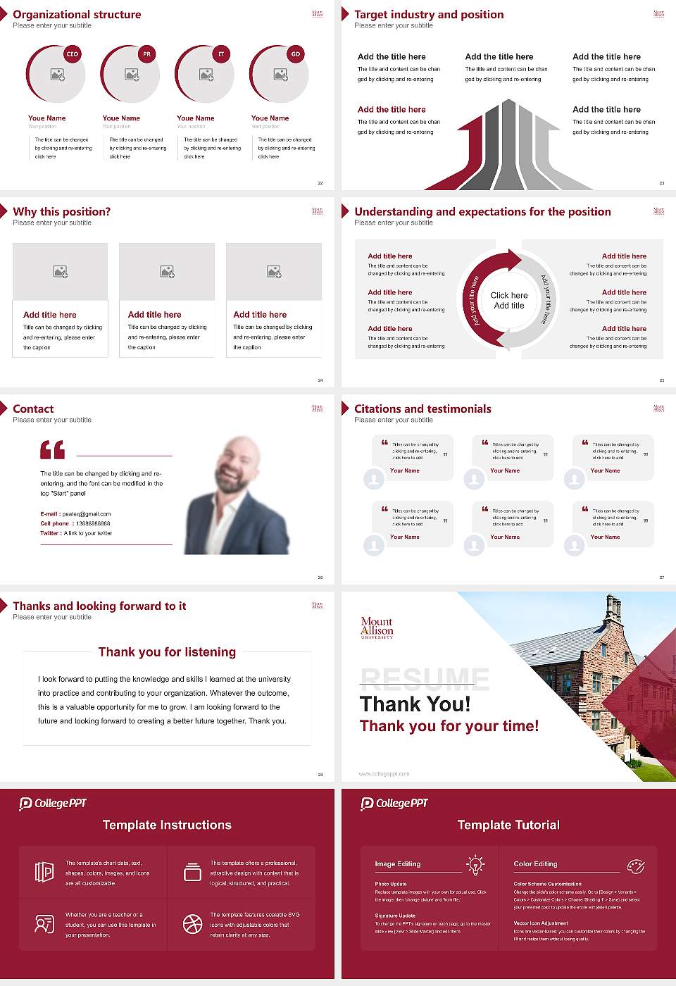 Mount Allison University Resume PPT Template16:9 ratio PPT effect preview image4