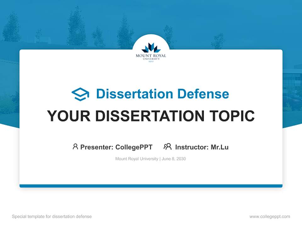Mount Royal University Graduation Thesis Defense PPT Template4:3 ratio PPT effect preview image7