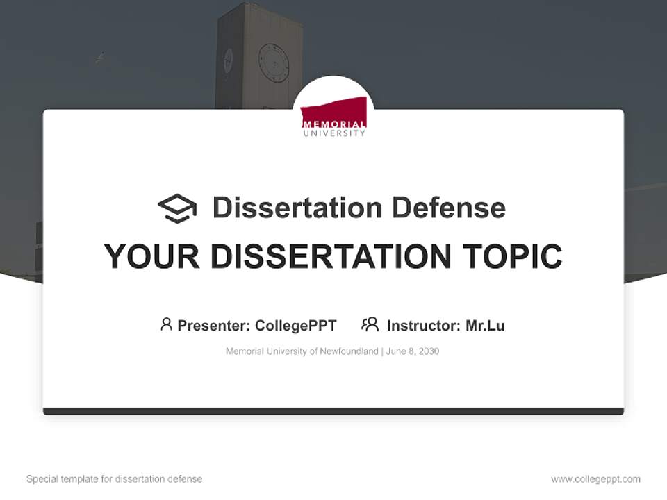 Memorial University of Newfoundland Graduation Thesis Defense PPT Template4:3 ratio PPT effect preview image7