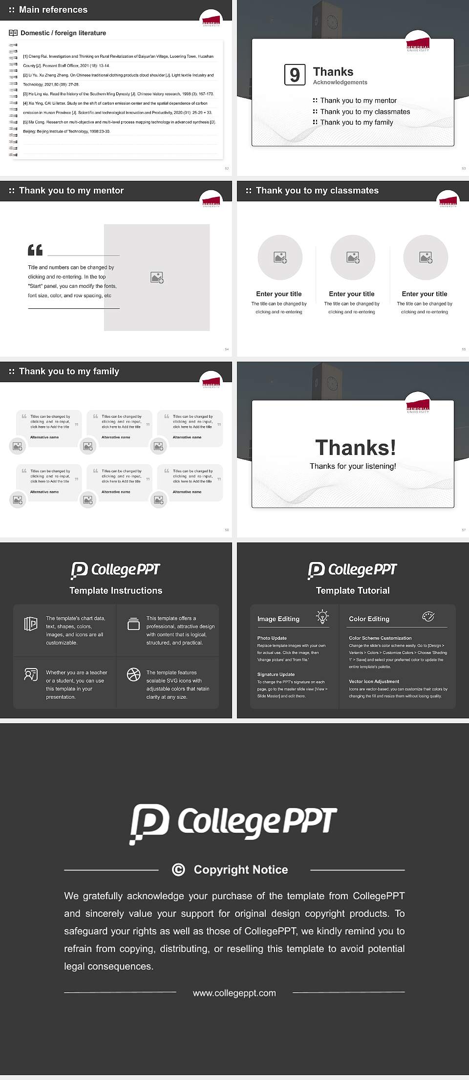 Memorial University of Newfoundland Graduation Thesis Defense PPT Template4:3 ratio PPT effect preview image7