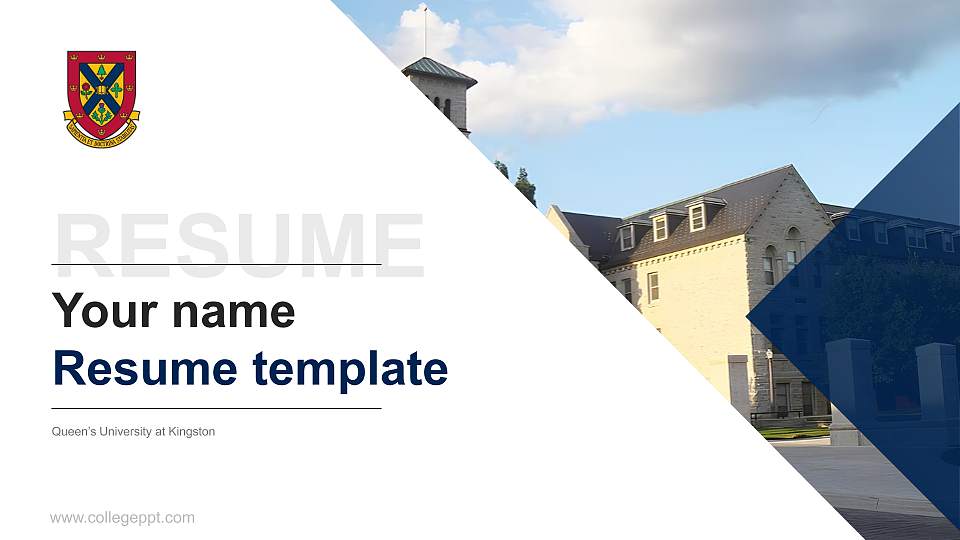 Queen’s University at Kingston Resume PPT Template16:9 ratio PPT effect preview image