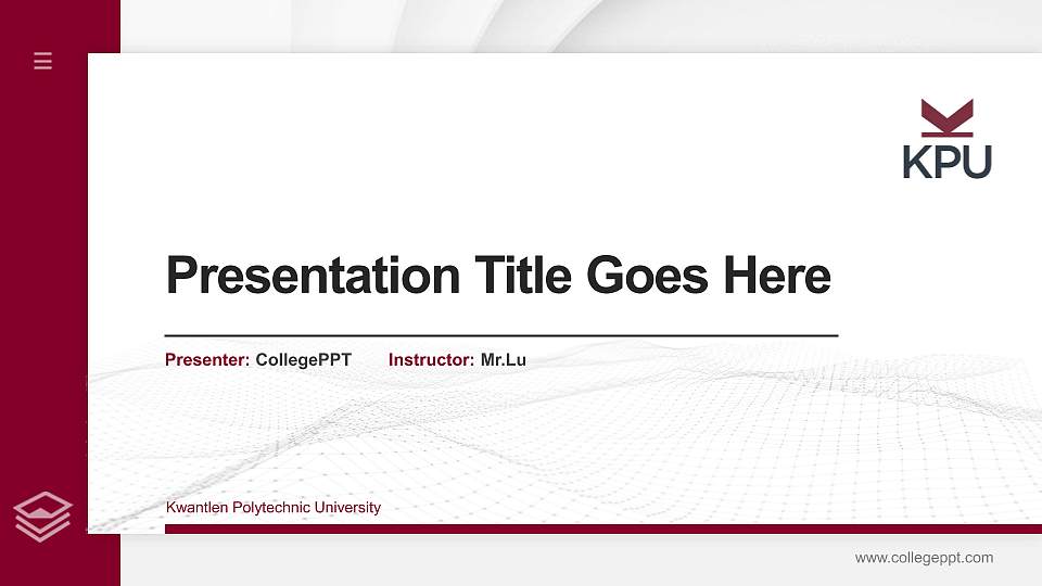 Kwantlen Polytechnic University Thesis Proposal/Graduation Defense PPT Template16:9 ratio PPT effect preview image